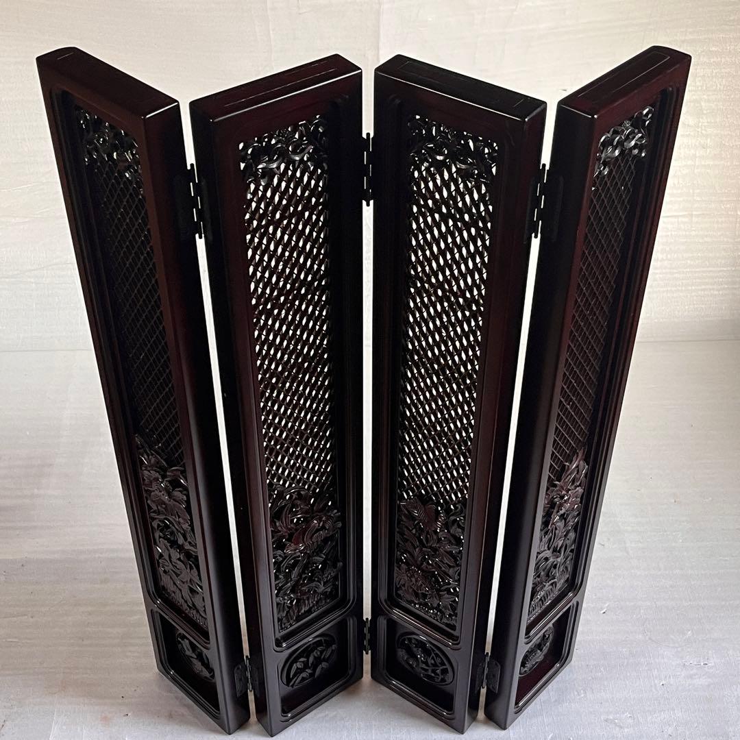 超高級　天然木　彫刻　目隠し　仕切り　衝立　ミニマル空間にアクセントを　木彫り