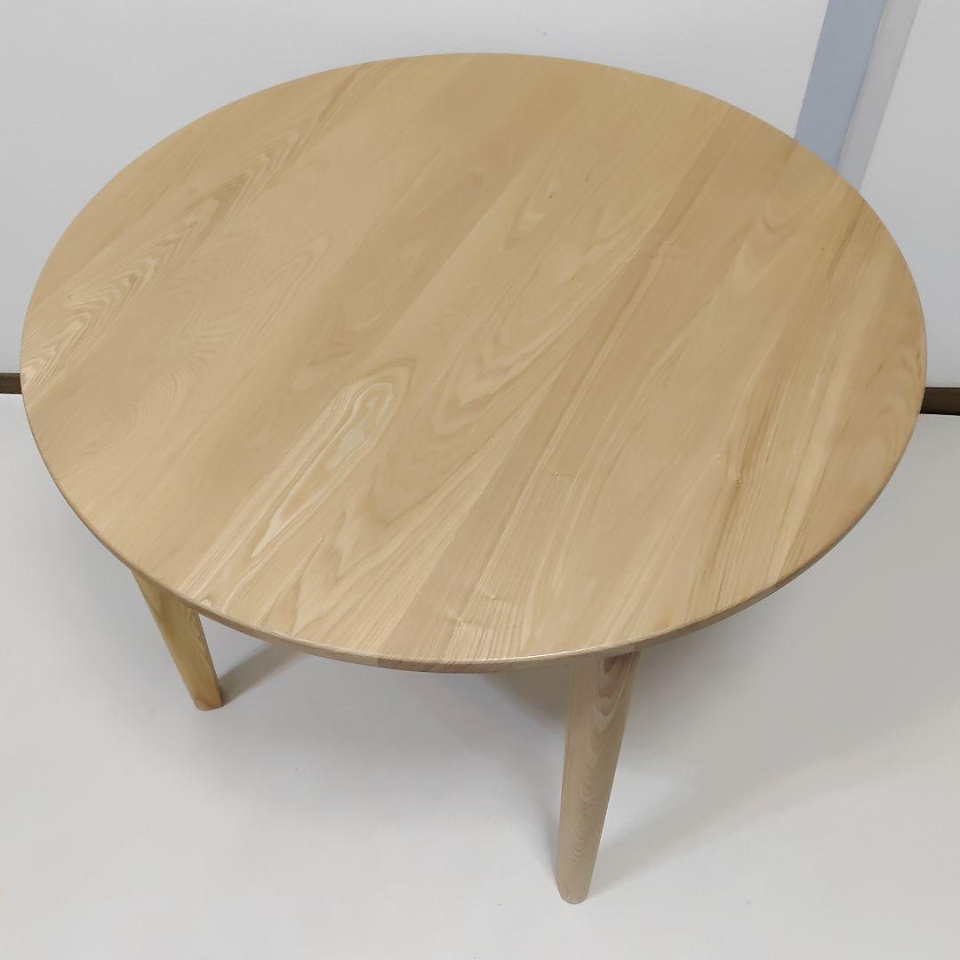 新城家具　ラウンドテーブル　タモ無垢材　送料無料