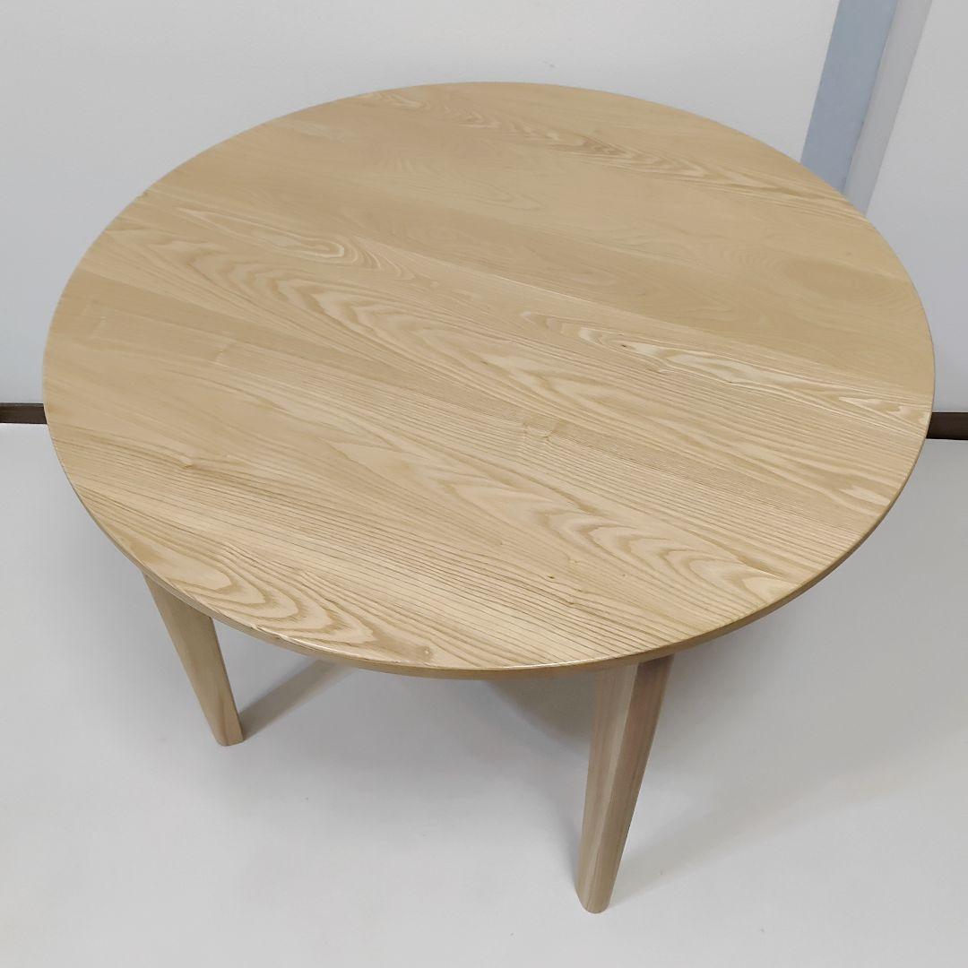 新城家具　ラウンドテーブル　タモ無垢材　送料無料