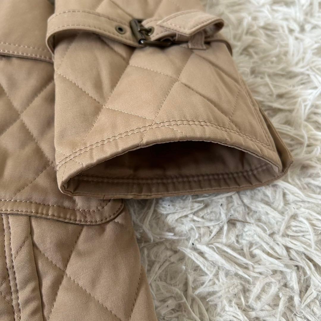 バーバリーブルーレーベル キルティング ファー付き ロングコート ノバチェック