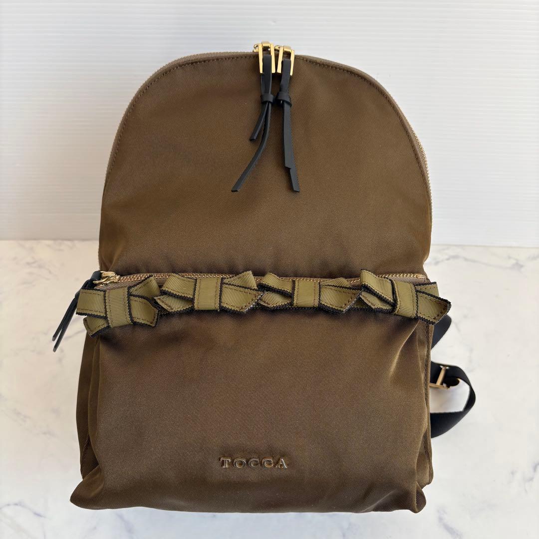 美品 TOCCA トッカ リボン リュック 定価2.7万円バックパック カーキ