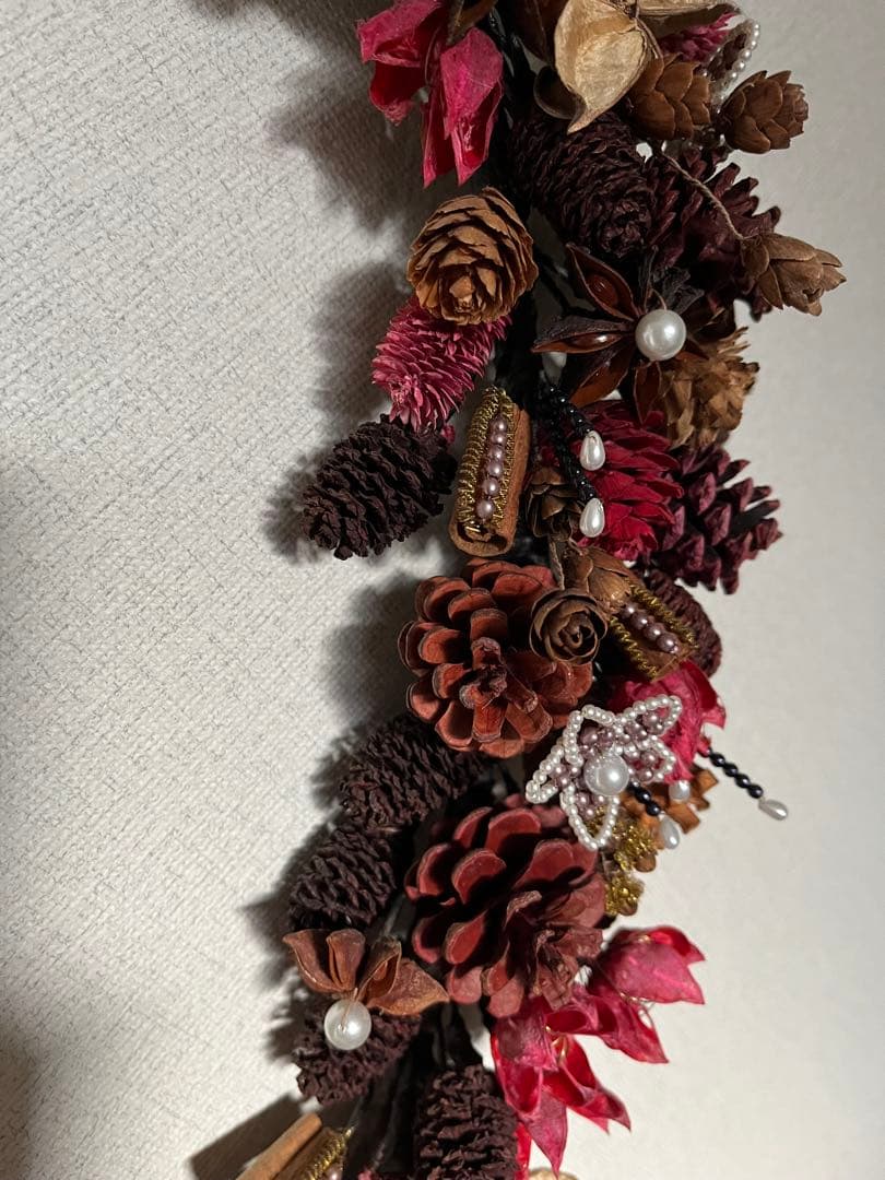 【ハンドメイド】木の実のリース　馬蹄型　52センチ