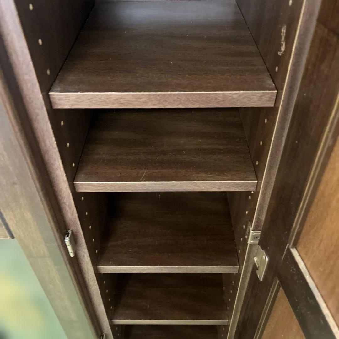 **ミラー付きの木製シューズボックス（下駄箱）カントリー　英国　丸脚