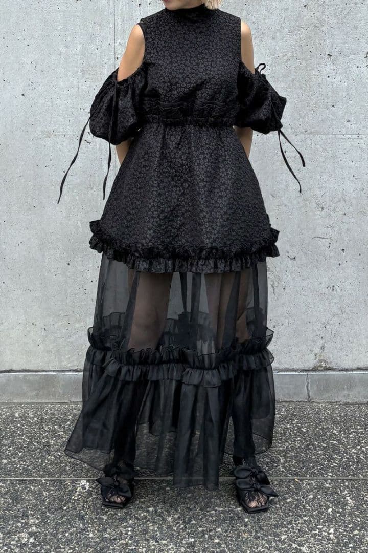 Cereal 透けスカート ワンピース 黒 オーガンジー モードフェミニン 韓国