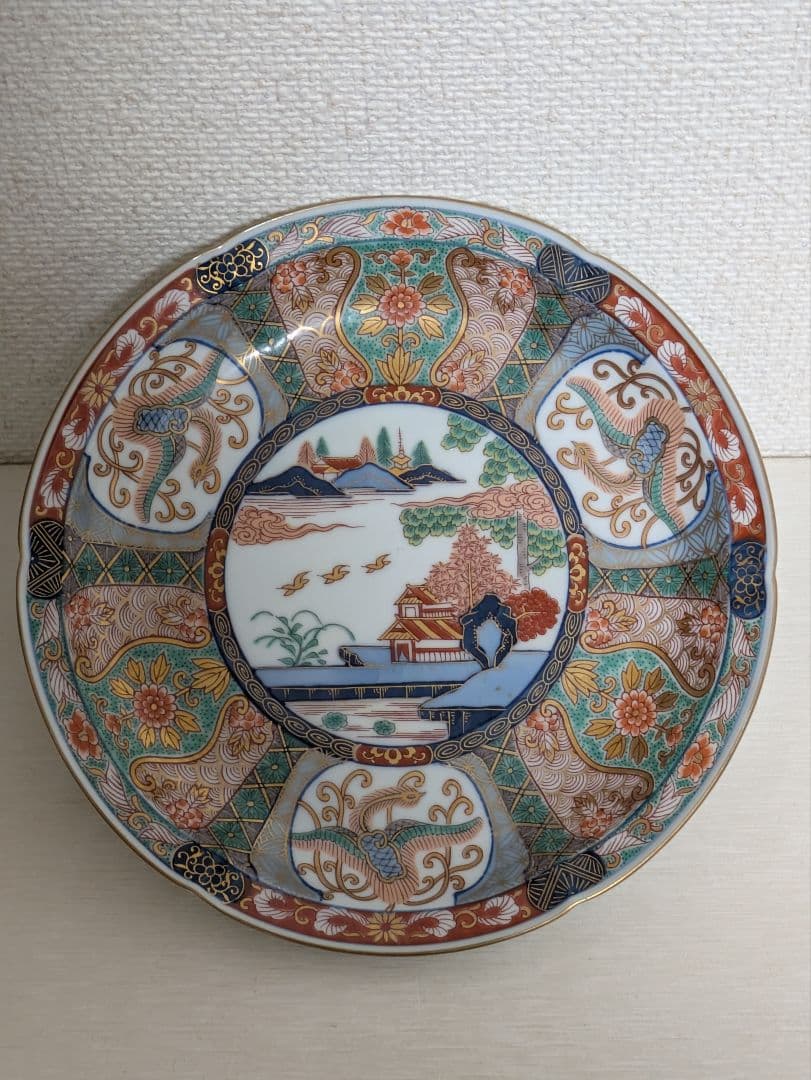 有田焼　弥左ヱ門窯　珈琲碗皿と中皿　錦山水　各5客セット　未使用美品