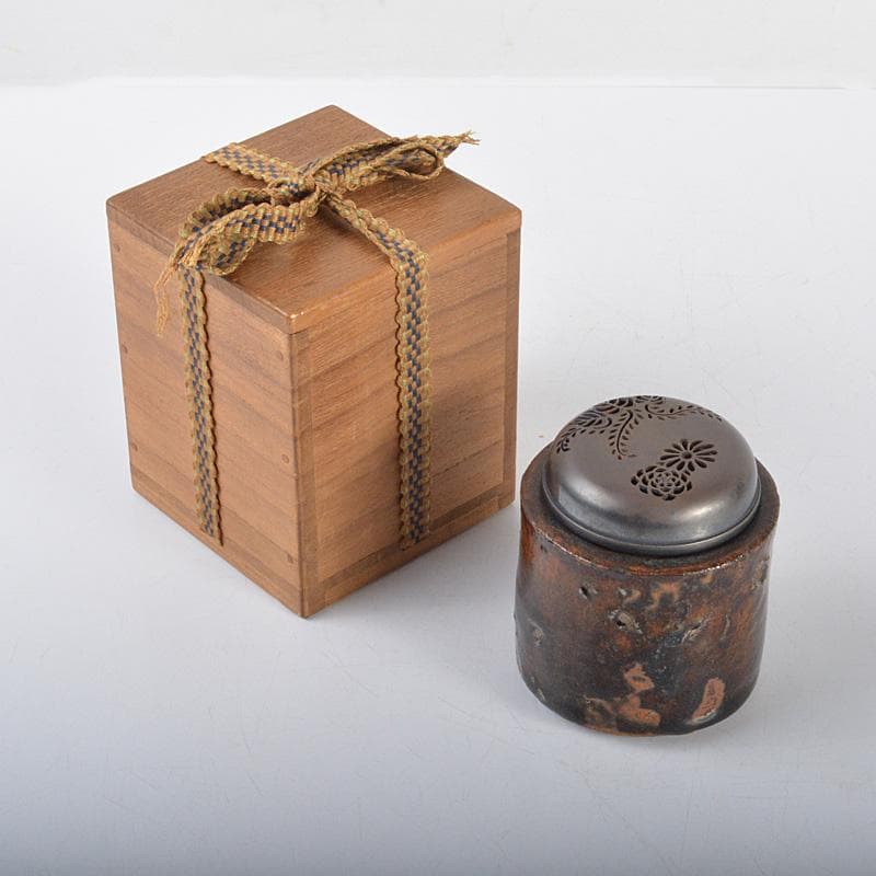 teru 茶道具　瀬戸焼　古瀬戸　香炉　銀火屋　時代箱　M　R4280