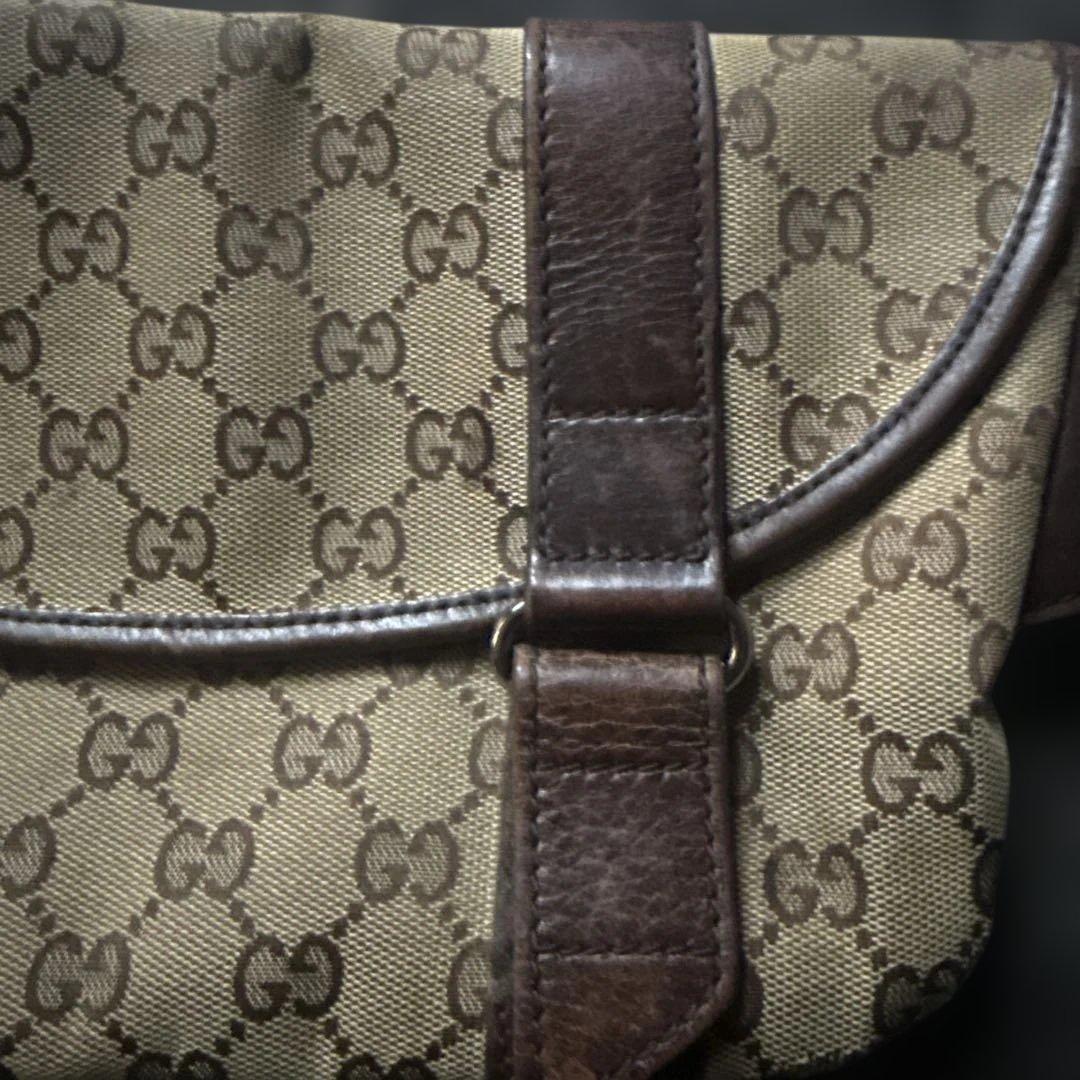 GUCCI ウエストバッグ　GG キャンバス　ベージュ　ブラウン