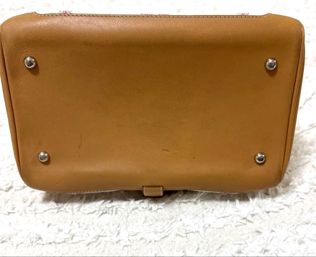 MCM ミニボストンバッグ ホワイト/ベージュ/ ピンク