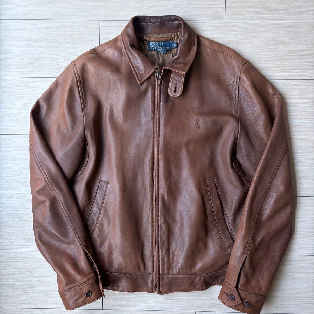 【トキ】ポロラルフローレン レザー スイングトップ 茶 同色ポニー 羊革