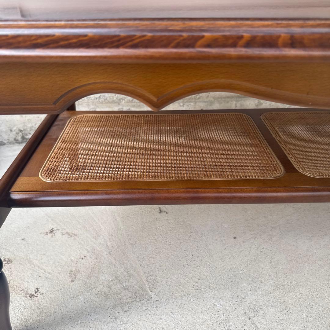 カリモク センターテーブル ローテーブル コロニアル ラタン棚