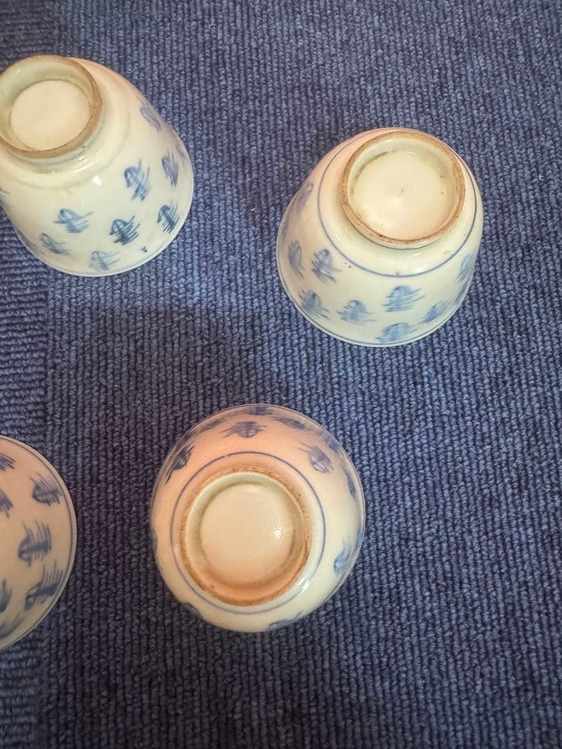 1860 古伊万里　染付　湯呑　5客　時代物