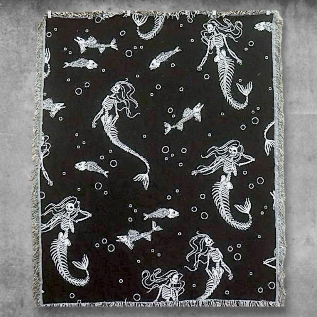BNLP ラグ ブランケット ビンテージ 人魚 マーメイド 骨 魚 セクシー