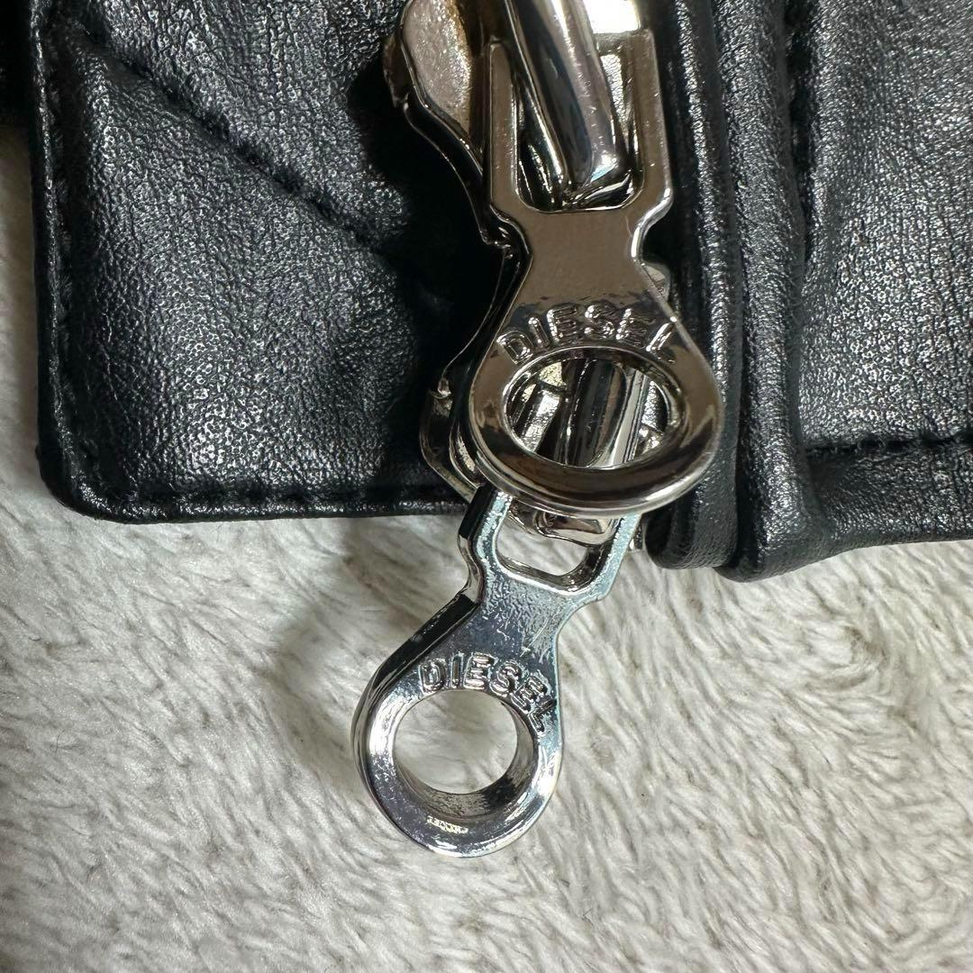 未使用級★近年モデル★DIESEL ディーゼル レザージャケット ロゴ 黒 XS