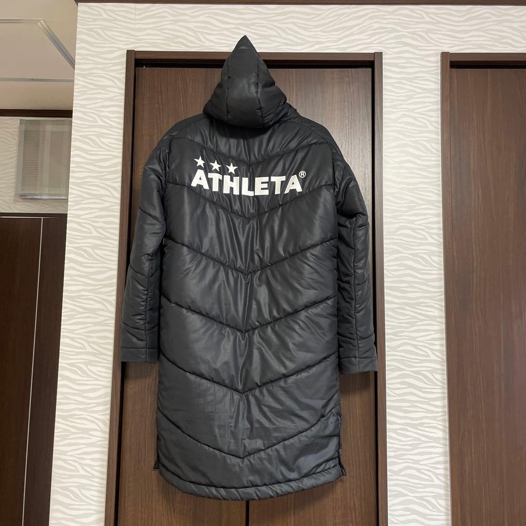ATHLETA フード付き ブラック ベンチコート ダウンジャケット