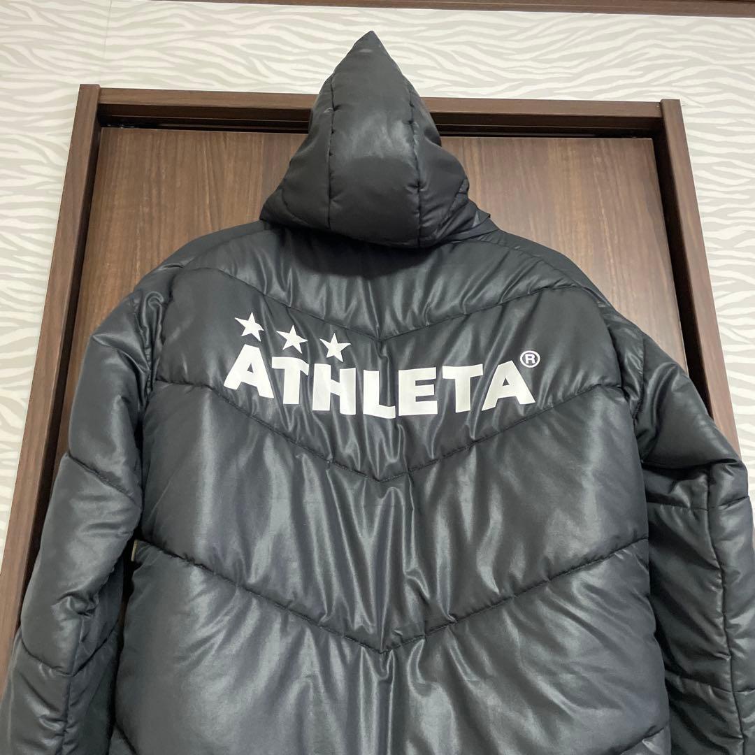 ATHLETA フード付き ブラック ベンチコート ダウンジャケット