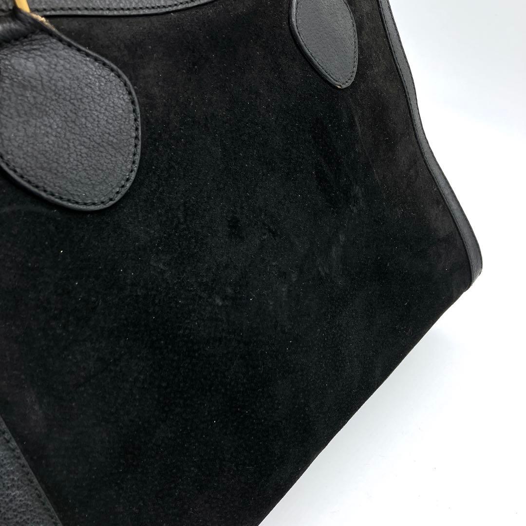 【GUCCI】トートバッグ　バンブー　スエード　レザー　ブラック