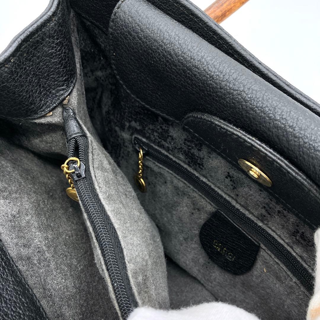 【GUCCI】トートバッグ　バンブー　スエード　レザー　ブラック