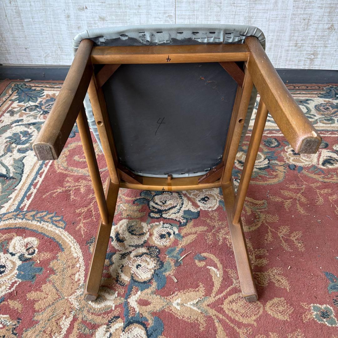 ③ 昭和レトロ カリモク ダイニングチェア 木製椅子 古家具 グレー ビンテージ