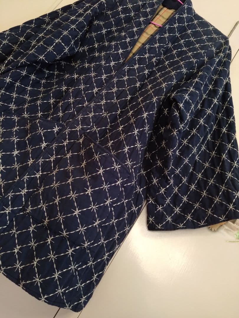 珍品　アンティーク　味わいある　ハンドメイド風　刺し子風　お洒落　羽織り