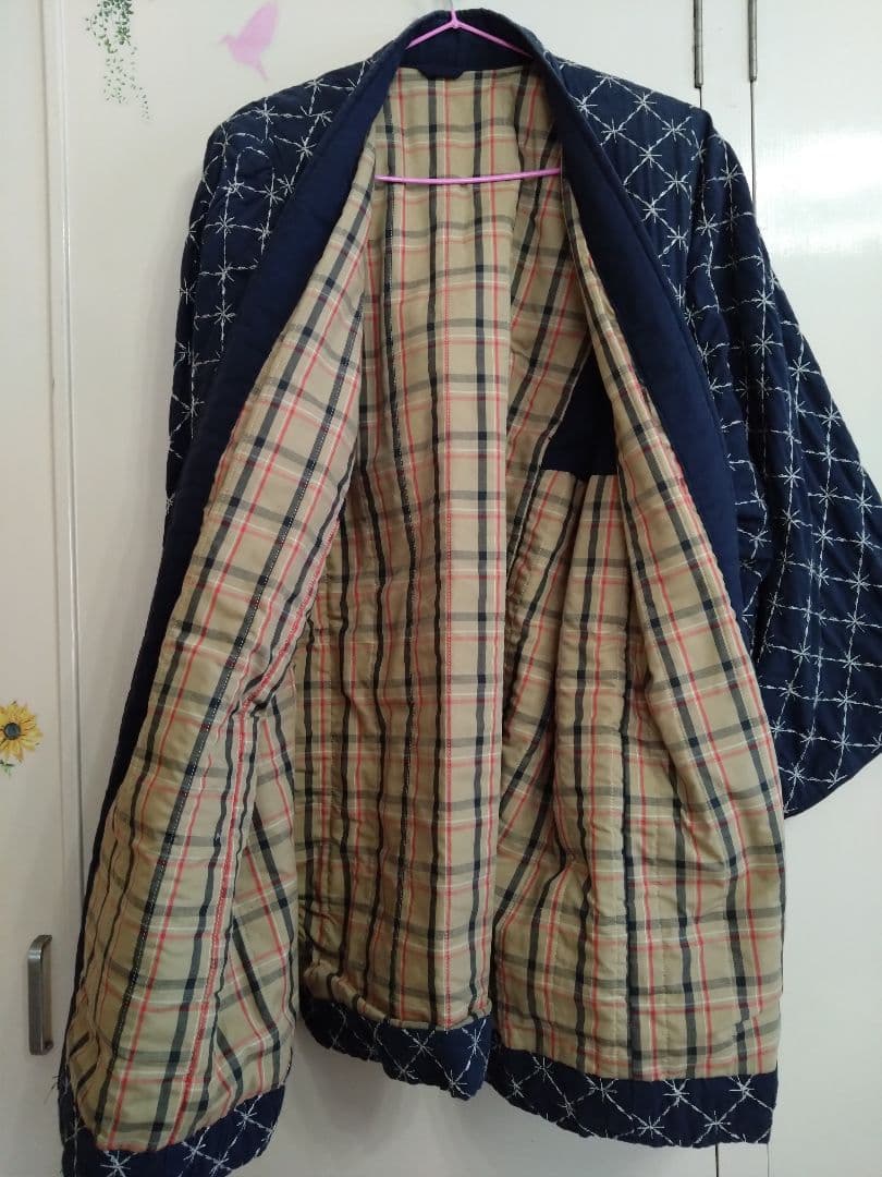 珍品　アンティーク　味わいある　ハンドメイド風　刺し子風　お洒落　羽織り