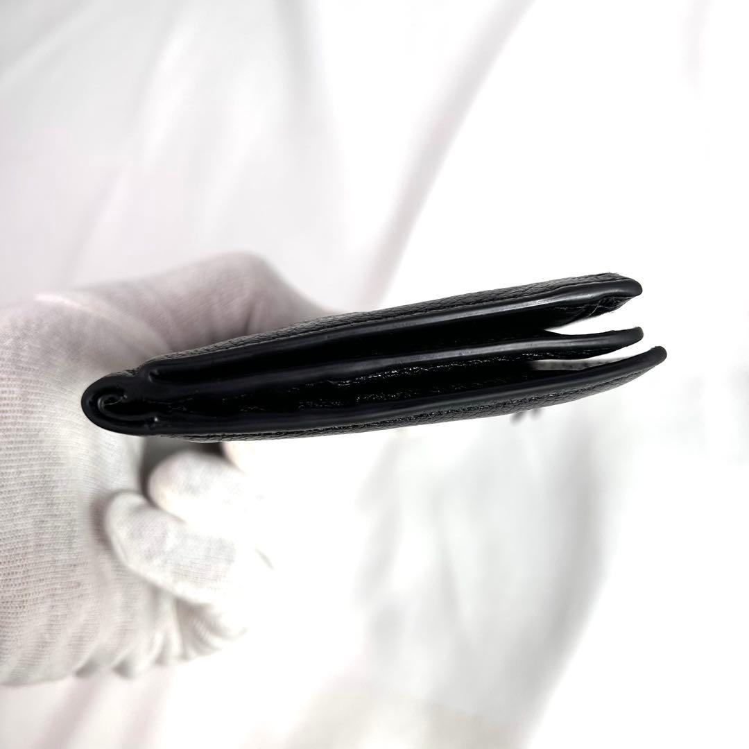 メゾンマルジェラ　二つ折り財布　コンパクトウォレット　シボ革　レザー　黒