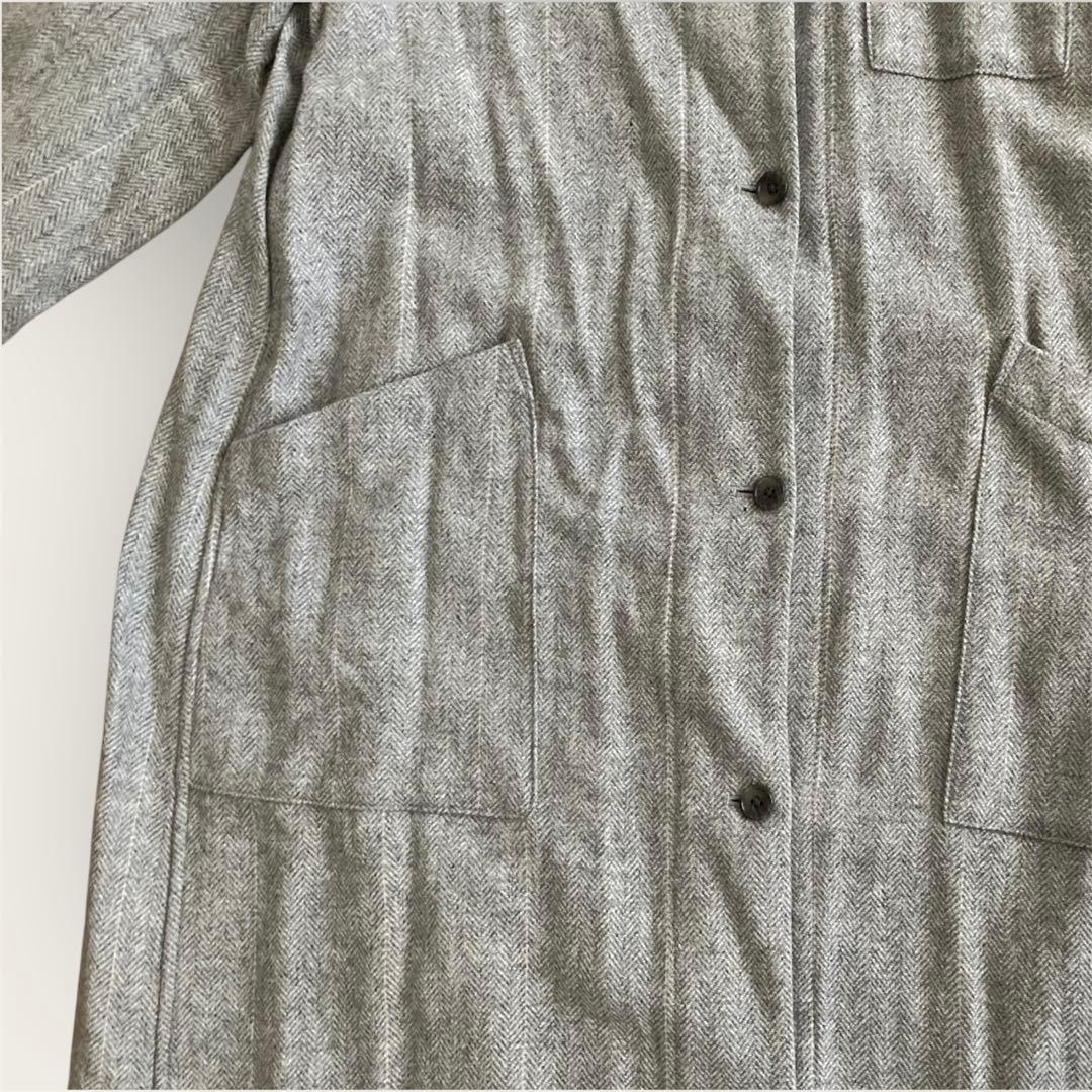 muji labo ムジラボ ウール混ロングコート Mグレー