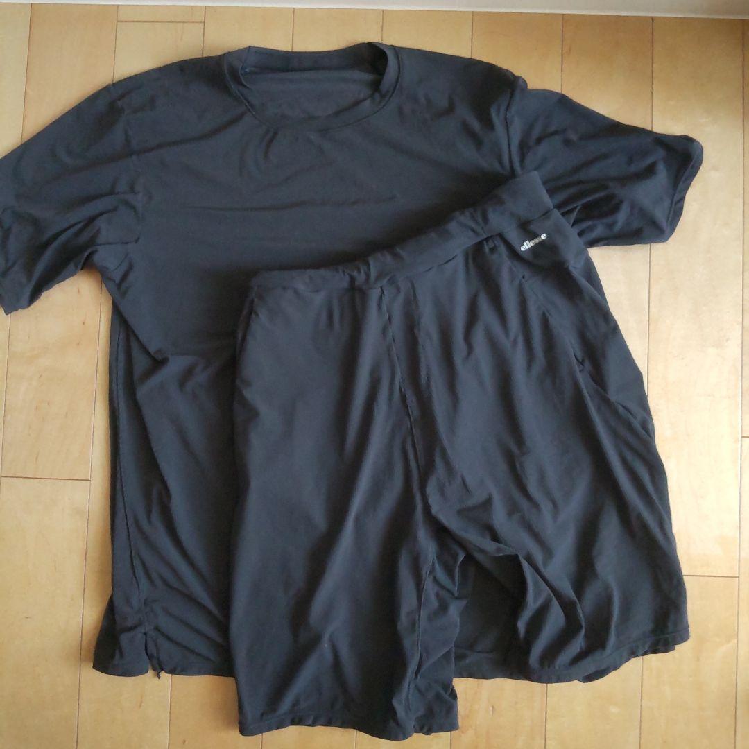 ellesse メンズ　テニスウェア上下セット　ブラック　グレー　L