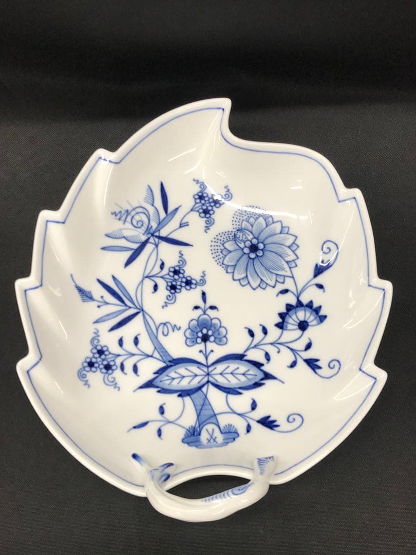 【美品】meissen マイセン　ブルーオニオン　リーフディッシュ　プレート