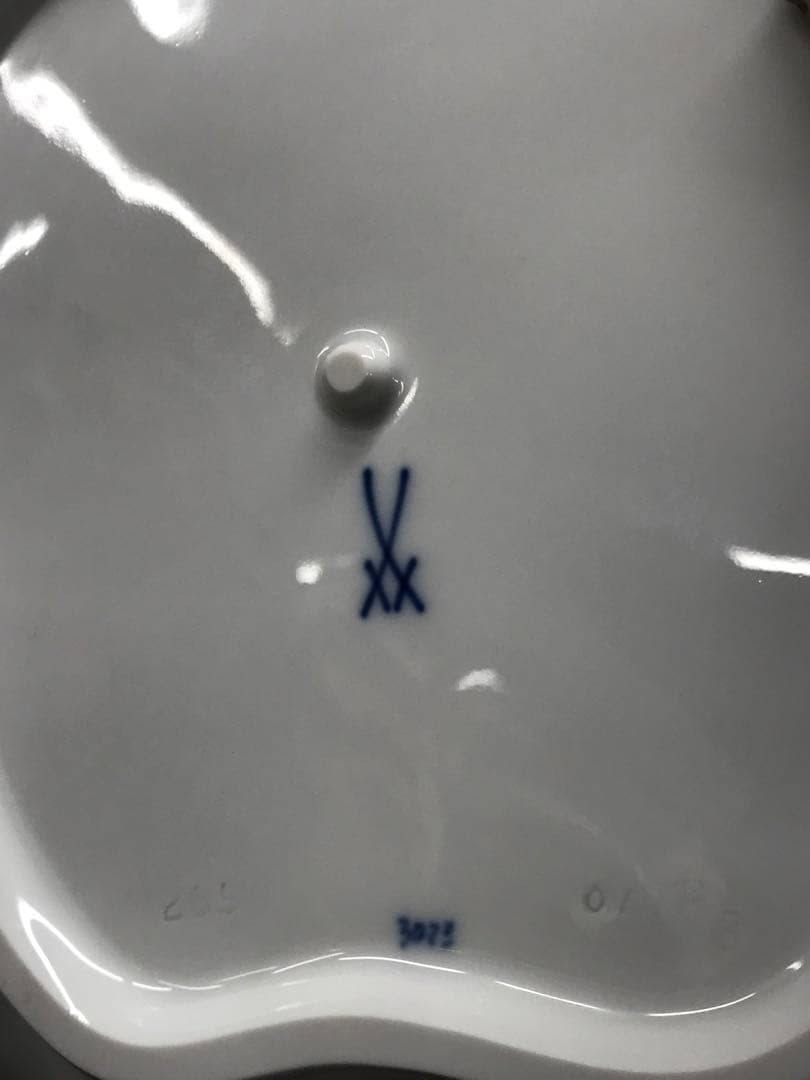 【美品】meissen マイセン　ブルーオニオン　リーフディッシュ　プレート