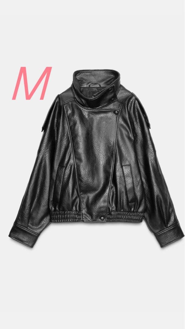 ZARA 黒 Mサイズ レザーライダースジャケット