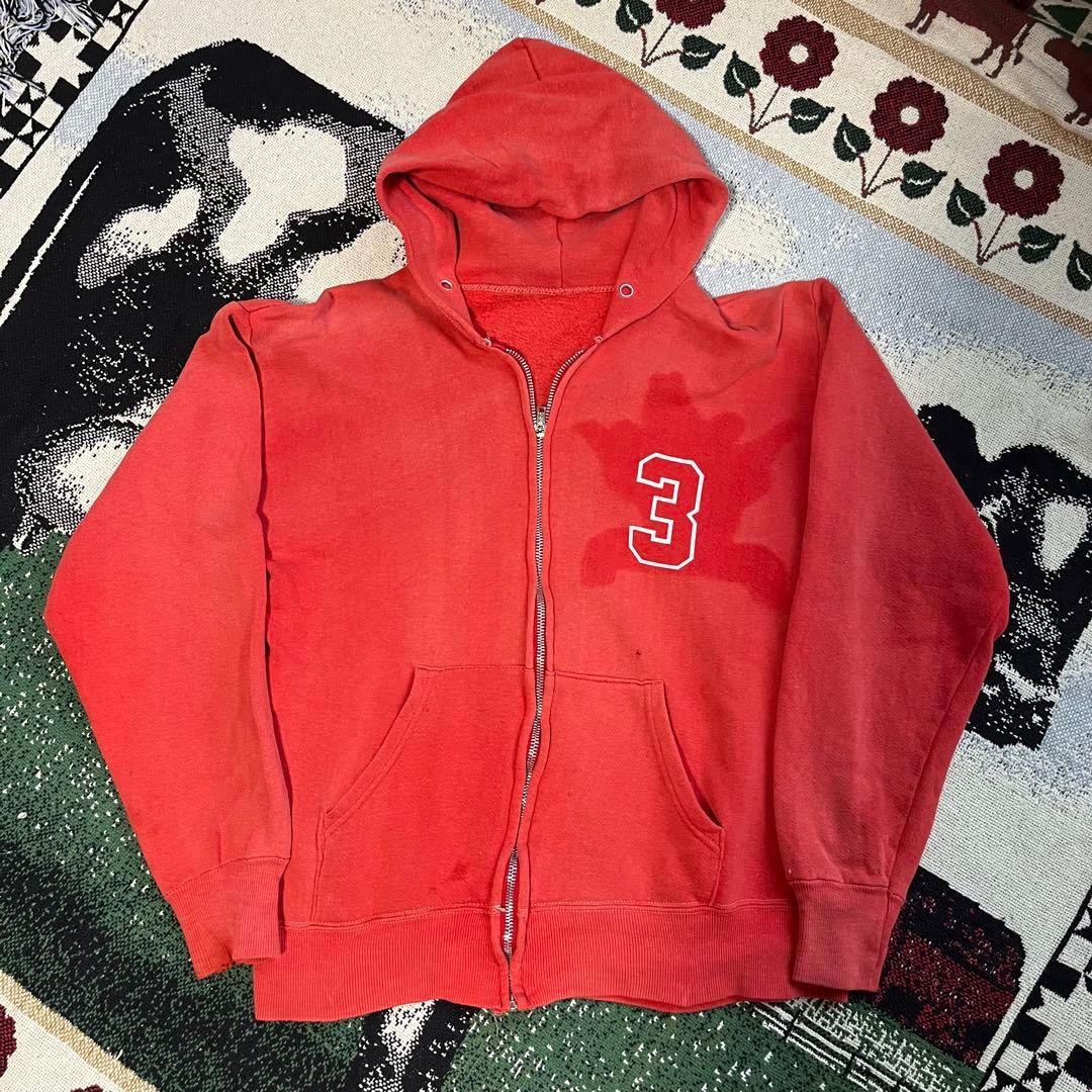 60s 70s フェード ジップアップ パーカー ヴィンテージ ダブルフェイス