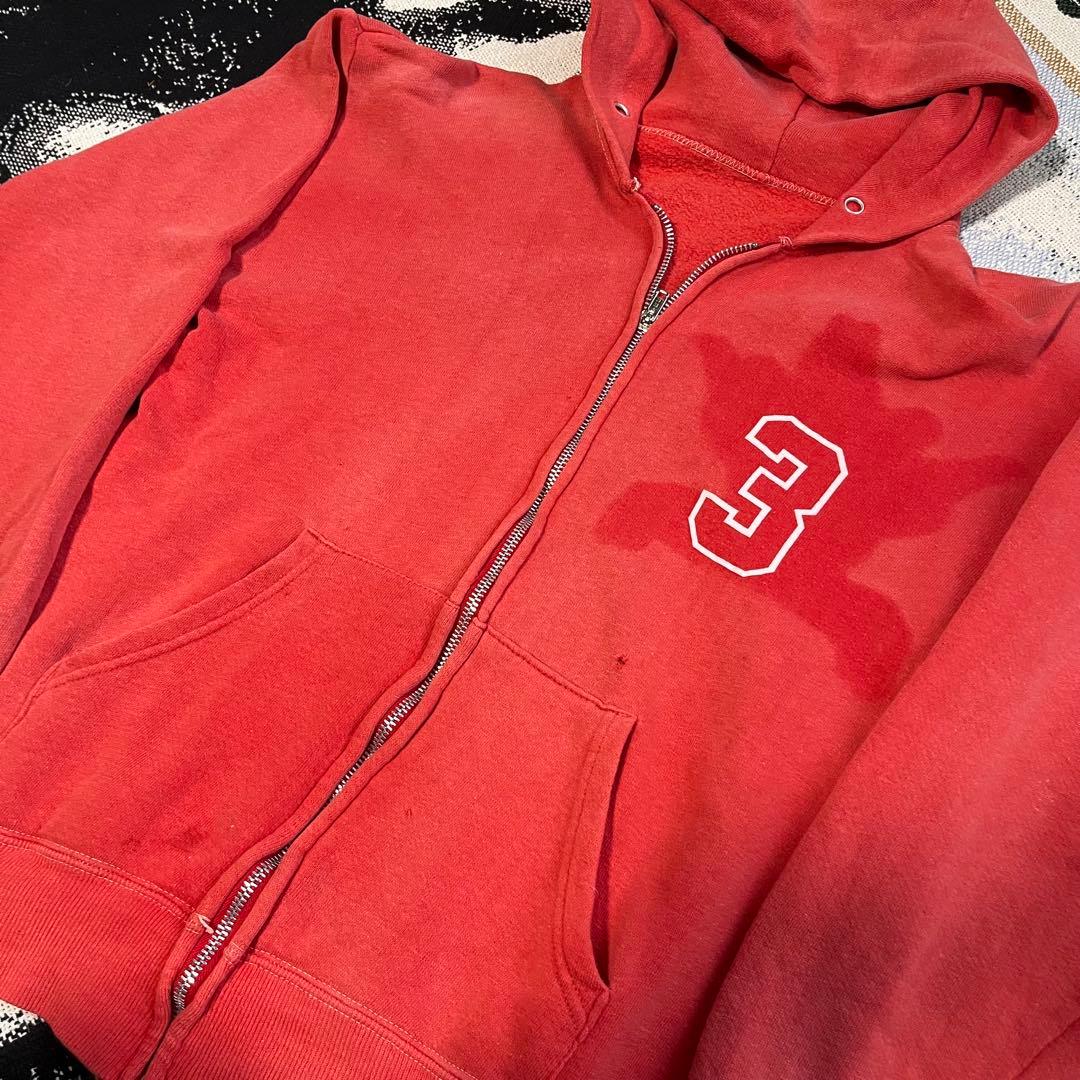 60s 70s フェード ジップアップ パーカー ヴィンテージ ダブルフェイス