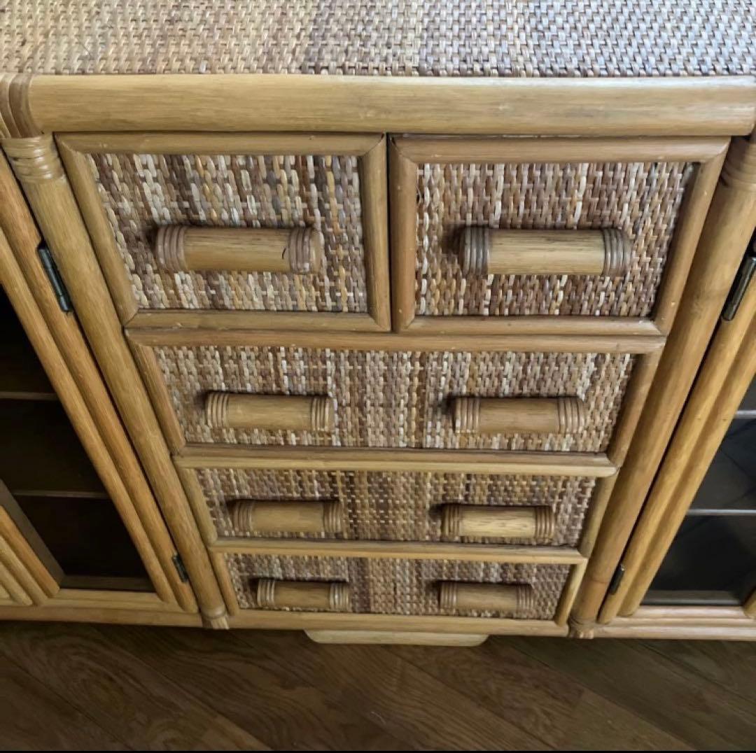 ラタン ガラスキャビネット