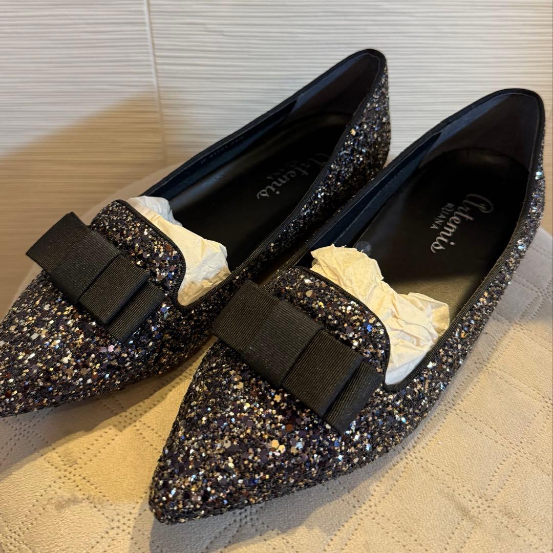ダイアナ　グリッター ポインテッドトゥ パンプス　ブラック　新品未使用