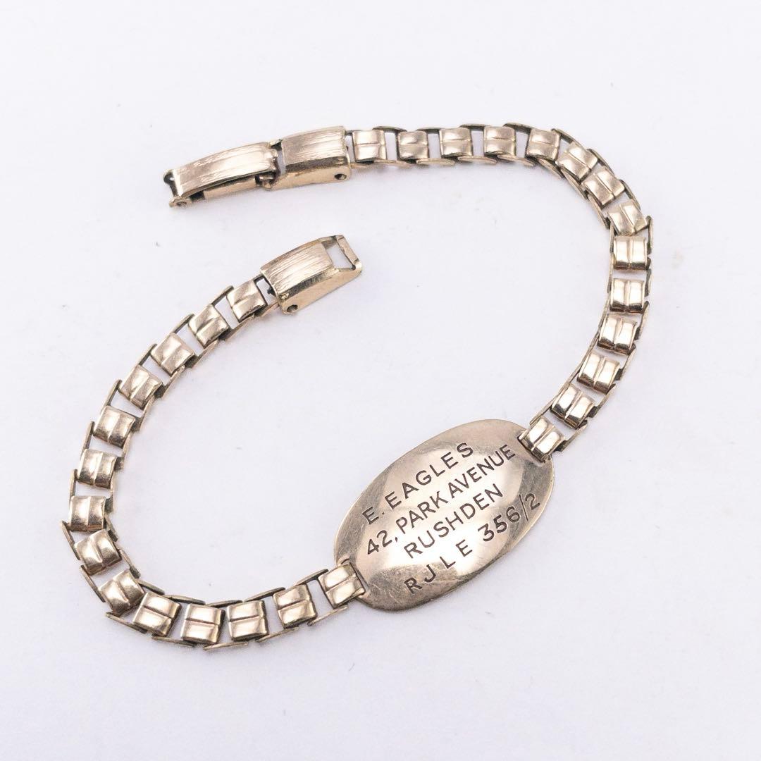 英国製 40s WW2 金張りヴィンテージ IDブレスレット