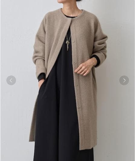 完売品・24年モデル　ビアズリー　ロングニットコート　洗えるニット　ラクーン