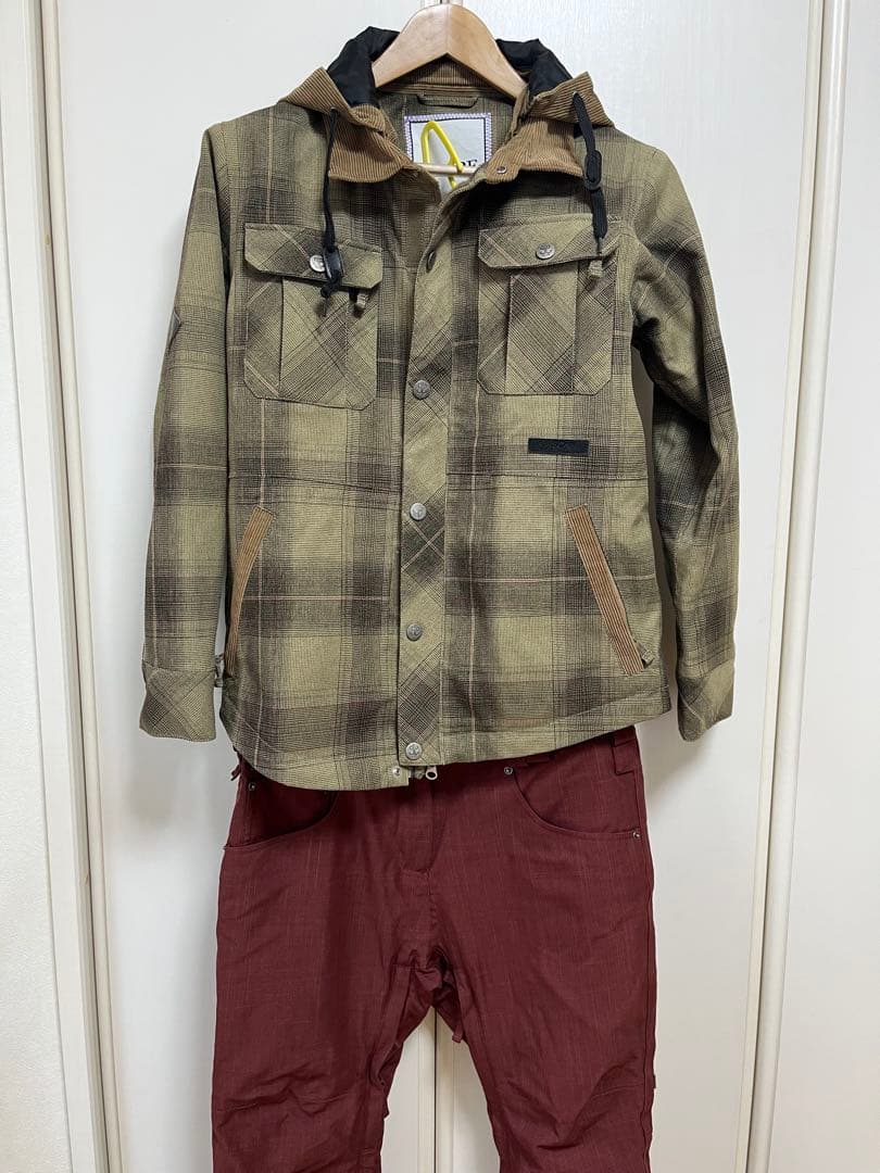 カーキ系チェック フード付き SCAPE S/M 上下セット