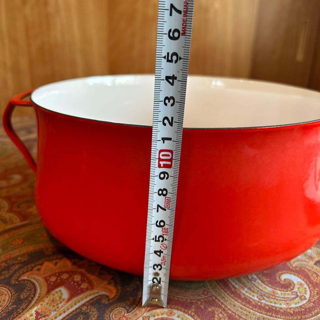 162◆DANKS 大型25cm 両手鍋　赤いホーロー　蓋付