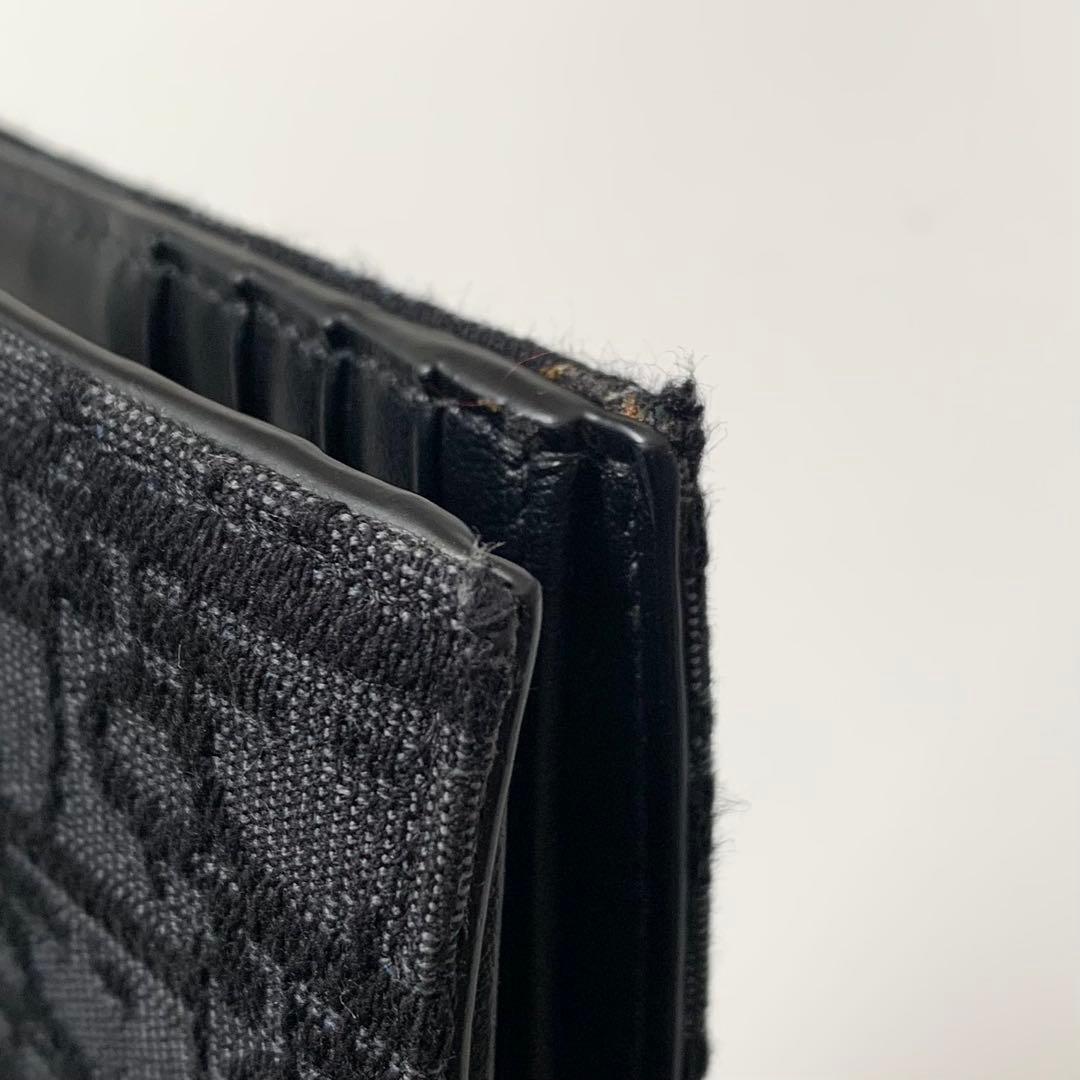 ディオール　二つ折り財布　オブリーク　ジャガード　ブラック　ロゴ金具　イタリア製