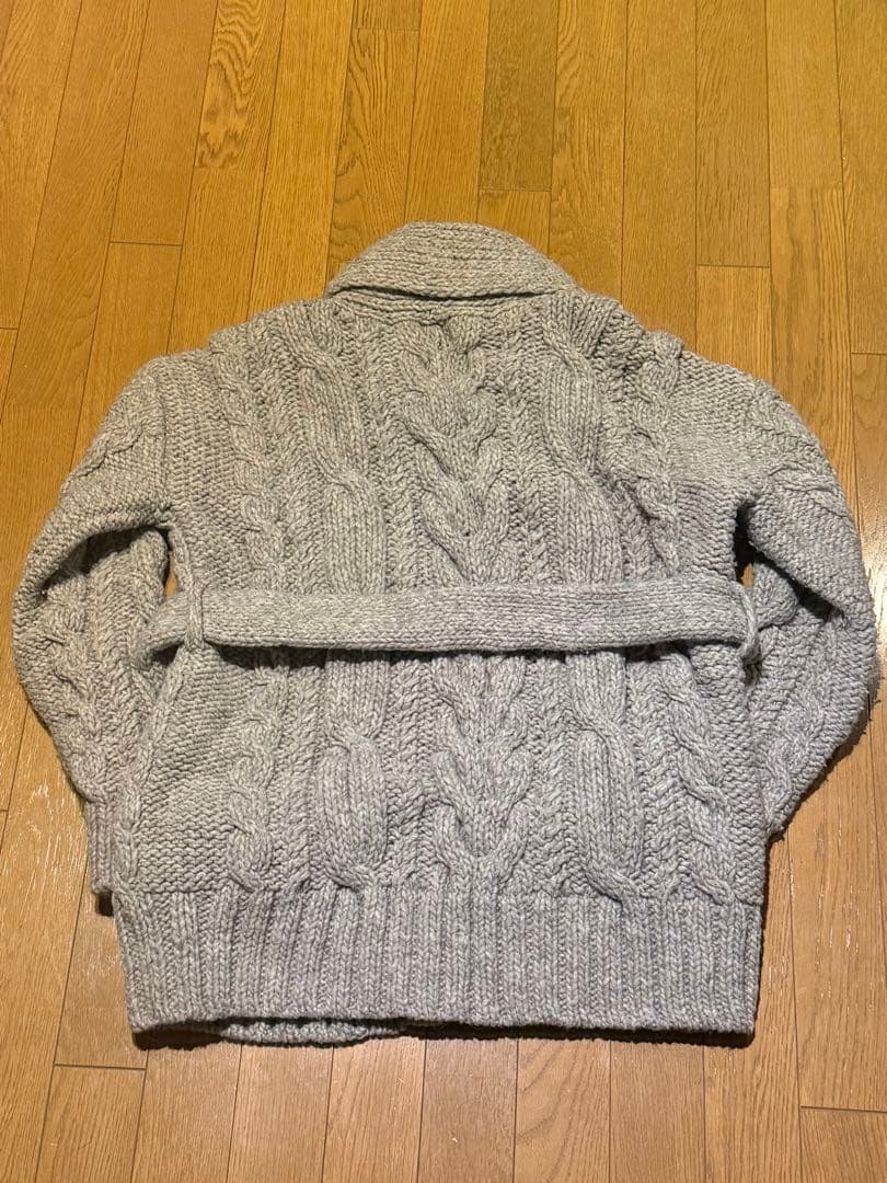 BEAMS F ケーブル ショールカラー ニットブルゾン