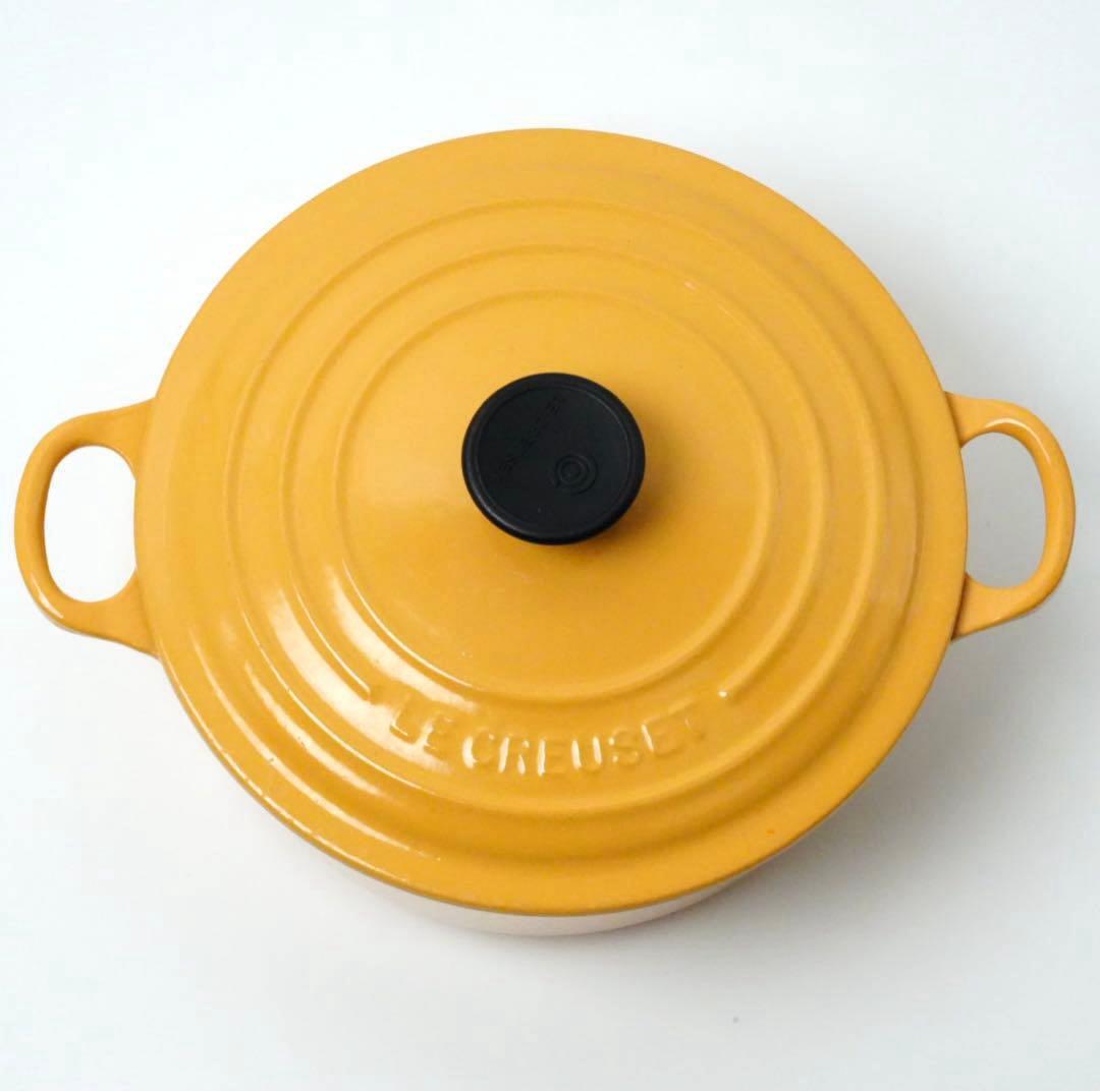 【美品】LE CREUSET　ココット ロンド サフランイエロー　20cm