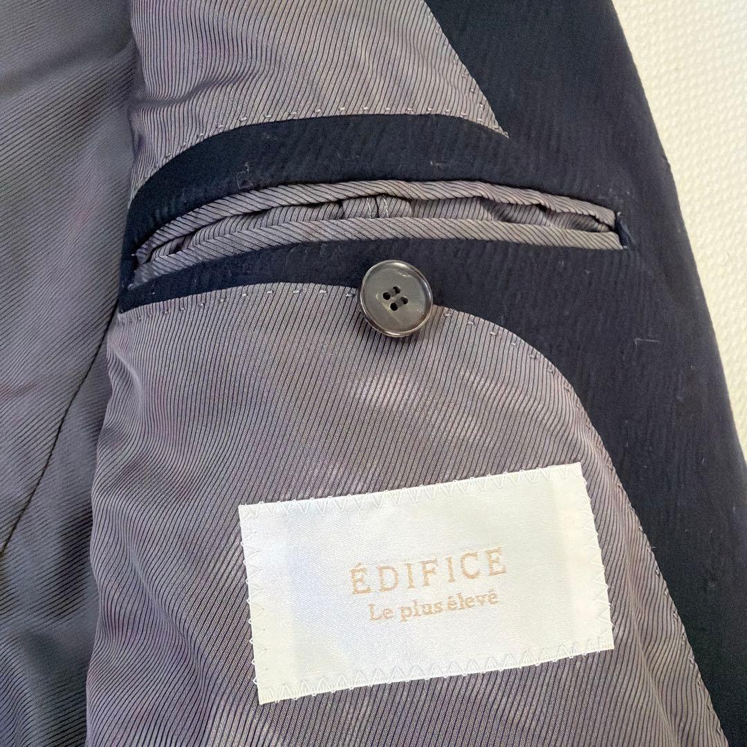 美品【サイズ44】エディフィス カシミア ネイビー起毛フランネルチェスターコート