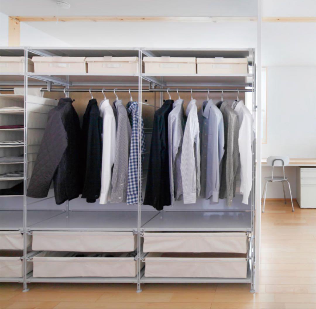 ⭐️美品⭐️無印良品⭐️スチールユニットシェルフ⭐️大⭐️木製棚⭐️帆立3本⭐️グレー