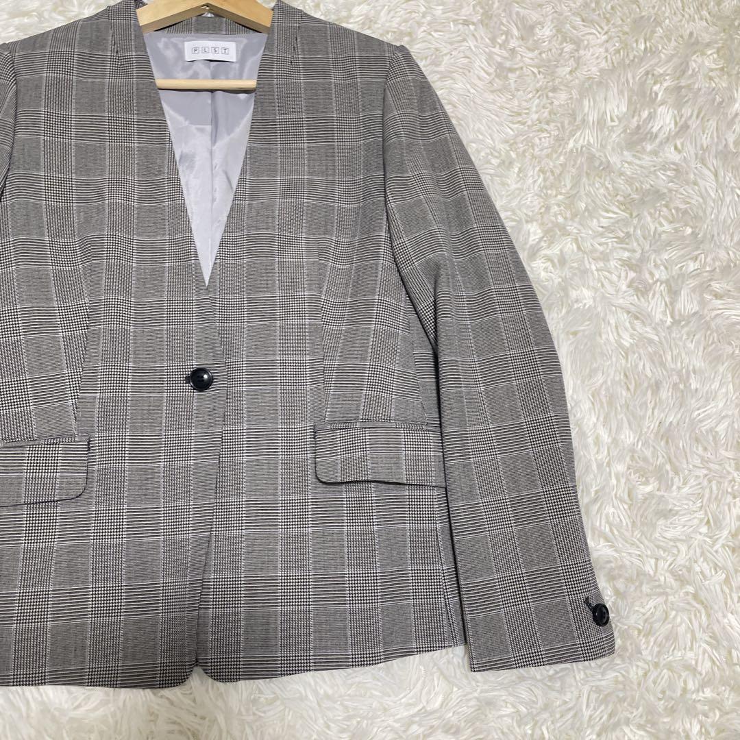 美品 M【PLST(プラステ)ノーカラーパンツスーツ】ウォームリザーブ