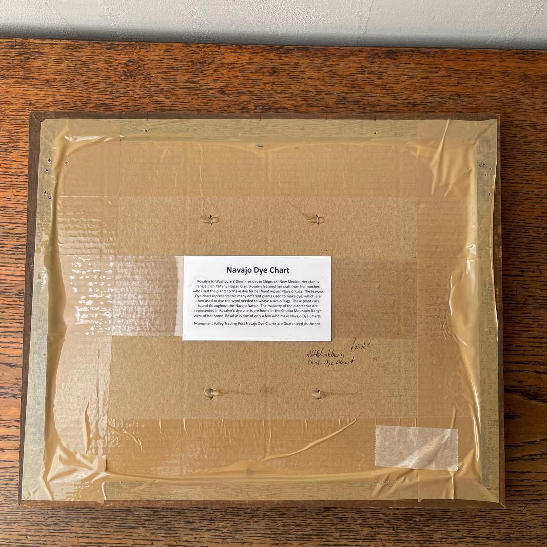 ネイティブアメリカン ナバホ族 草木染め 色見本 オルテガ 毛織物 額装 木製