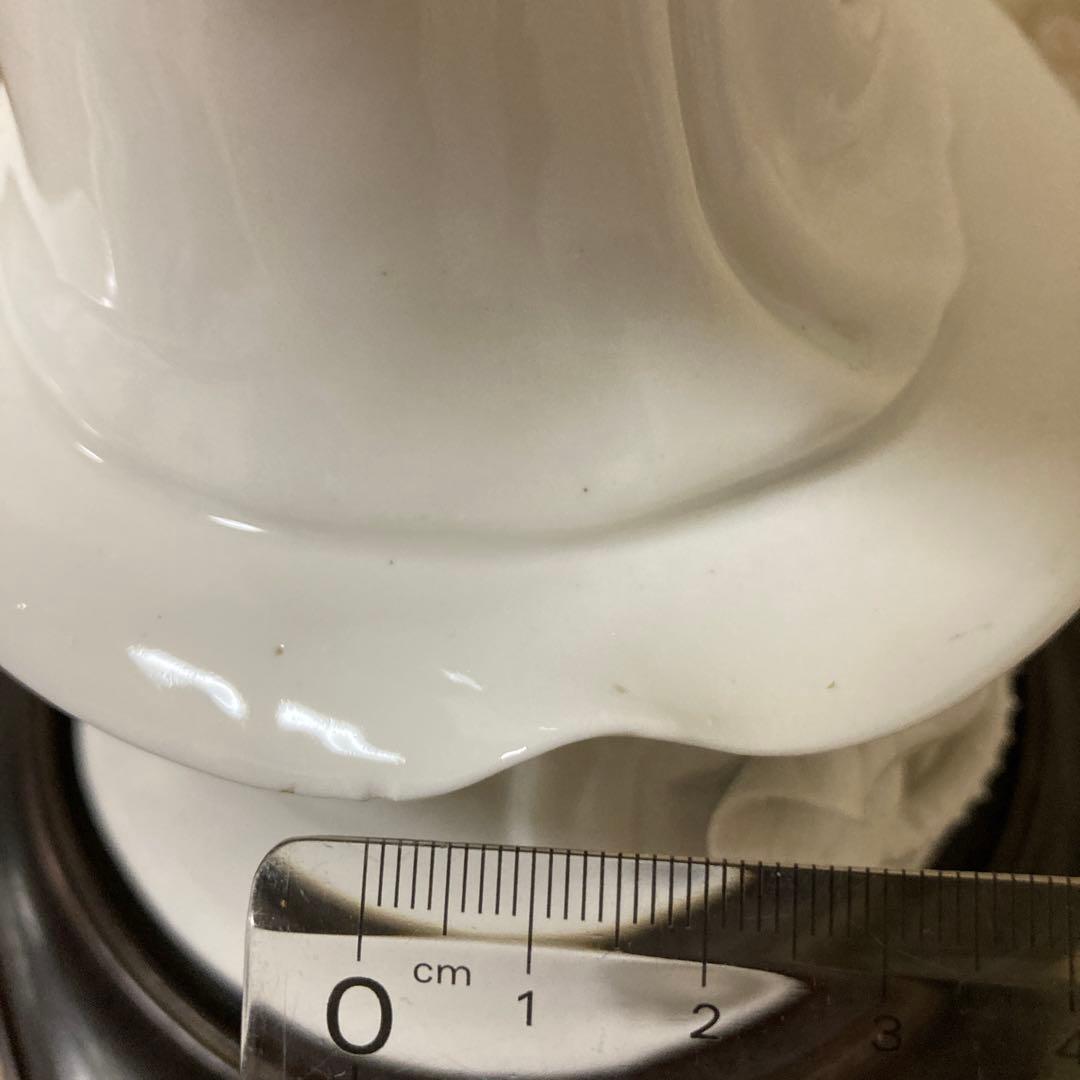 中国美術　白磁　蓮上観音立像　唐木台付　置物仏像〈検　徳化窯　観音菩薩　青磁