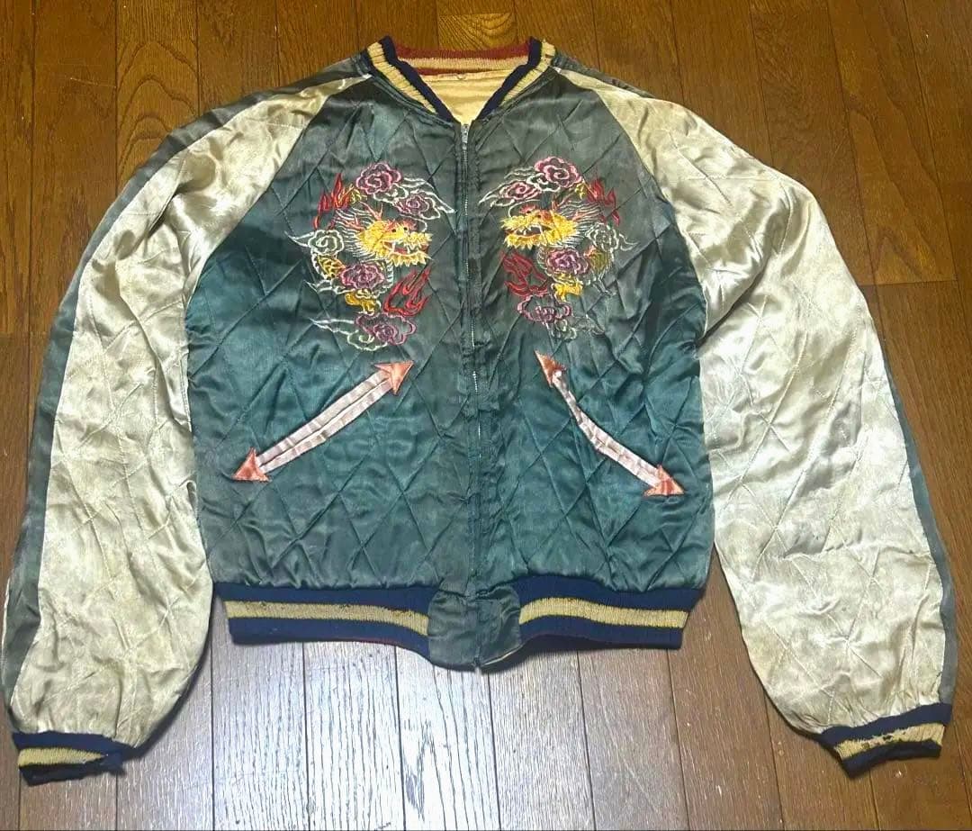 スカジャン vintage 50s 初期　両A面　虎　龍　鷹 TTSジッパー