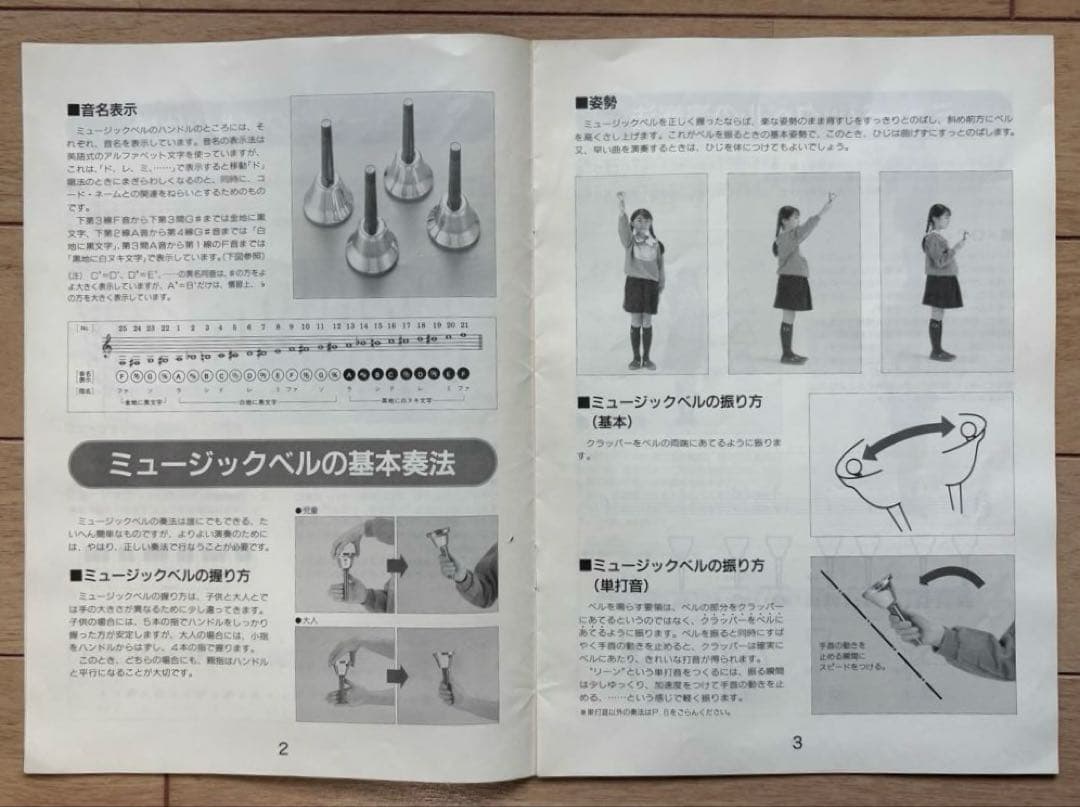 ミュージックベル UCHIDA 24音セット スタンド•ケース•取説付き 中古品