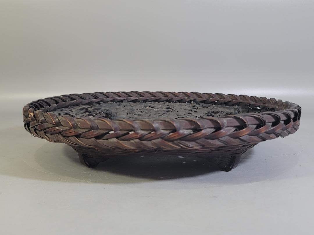 茶道具 竹籠 炭斗 時代物 DT707