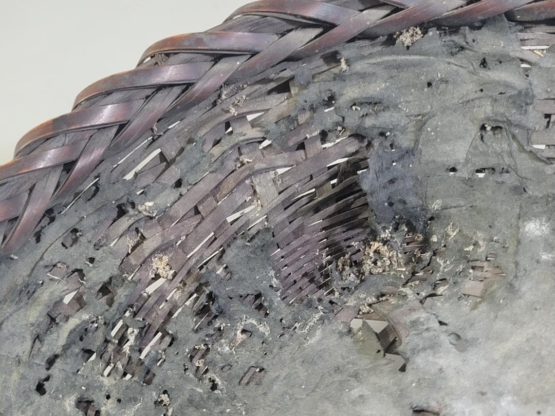 茶道具 竹籠 炭斗 時代物 DT707